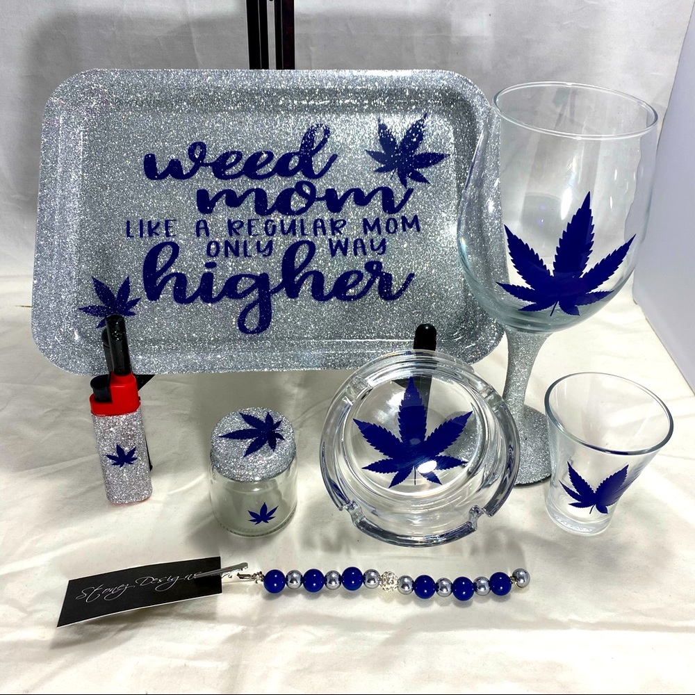 Rolling tray set 7 piece gift bundle